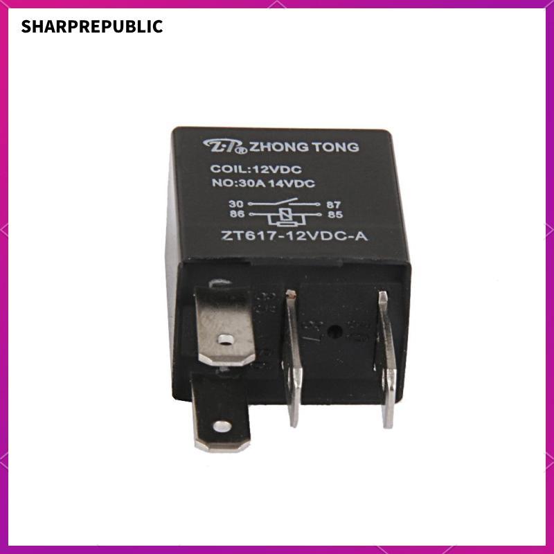 [Sharprepublic] 4 Pin SPST 12V 30 AMP รถยนต์รถยนต์รถยนต์ Van Boat Bike Alarm Relay สีดํา