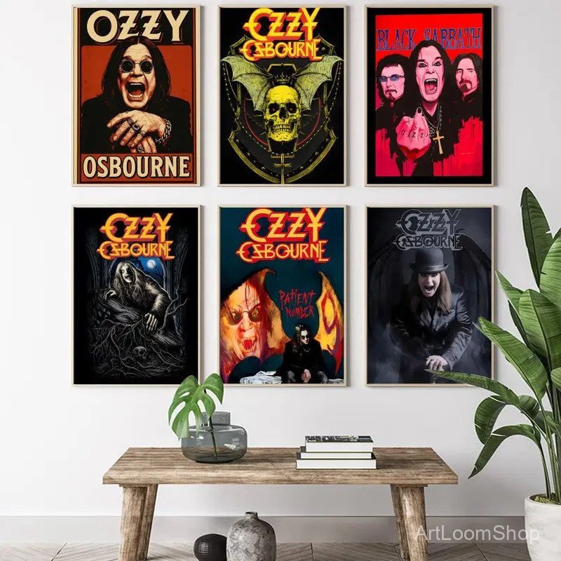 Retro Heavy Metal Band Rock Ozzy Osbourne Band ภาพวาดการประดิษฐ์ตัวอักษร HD ผ้าใบโปสเตอร์ห้องนั่งเล่