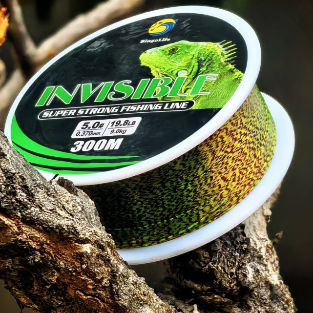 HIJAU Bingolife Green Speckle Monofilament สายตกปลาไนลอน 300 ม. ผลที่มองไม่เห็นในน้ํา 1.7 กก. ความแรง 15.8 กก. มีจําหน่ายในขนาด 0.6 8