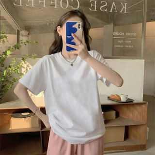 【SG Stocks 】240G Unisex Full Cotton Short-Sleeve T-Shirt Loose Comfy Breathable Slimming for Home & Casual Outings