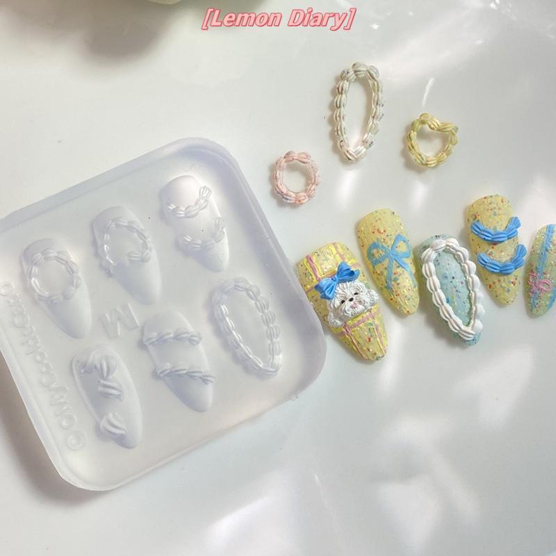 แอลดี| 1 ชิ้นลูกไม้โบว์สตรอเบอร์รี่ 3D แม่พิมพ์ซิลิโคน DIY ตกแต่งเล็บการ์ตูนกระต่ายดอกไม้โปร่งใสแม่พิมพ์เล็บออกแบบเครื่องมือใหม่