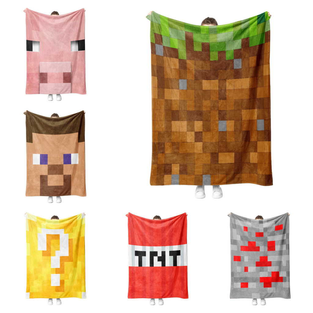 Minecraft Adventure Sandbox Game One Side Printing Flannel ผ้าห่มเครื่องปรับอากาศผ้าห่มของขวัญที่ดีที่สุดสําหรับคน DF215