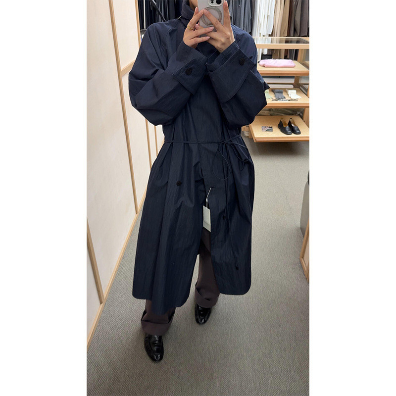 [SR-STUDIO] เสื้อกันลมยาวสไตล์เกาหลี แบบผูกเชือก