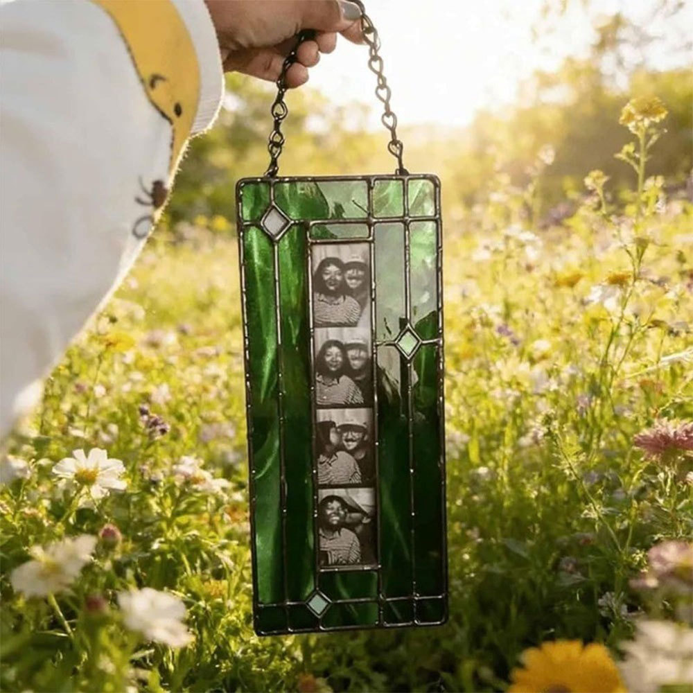 Photobooth Frame for Photo Reusable Handmade Stained Glass Vertical Picture Display Frame