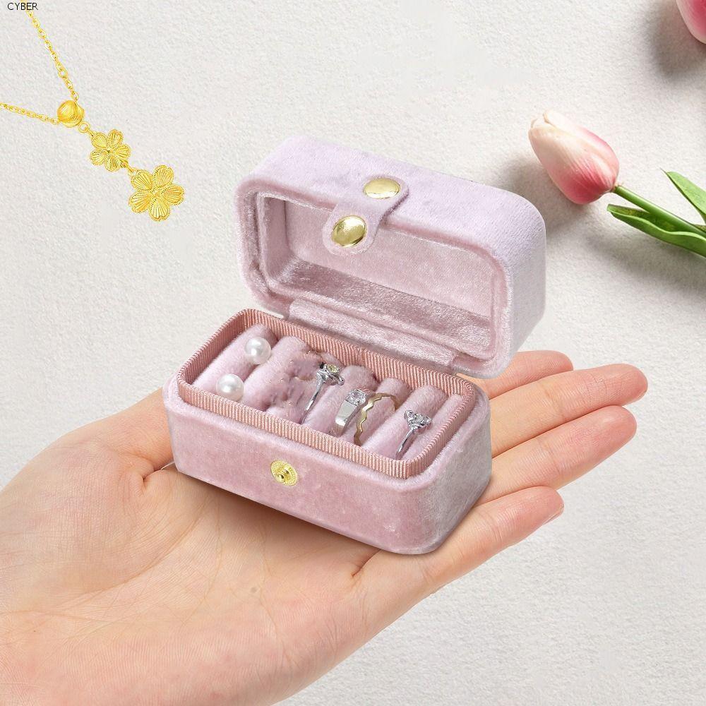 CYBER Velvet Ring Box,ประณีต Jewlery Organizer Mini Ring Storage Box,อเนกประสงค์หู Studs Case Retro 