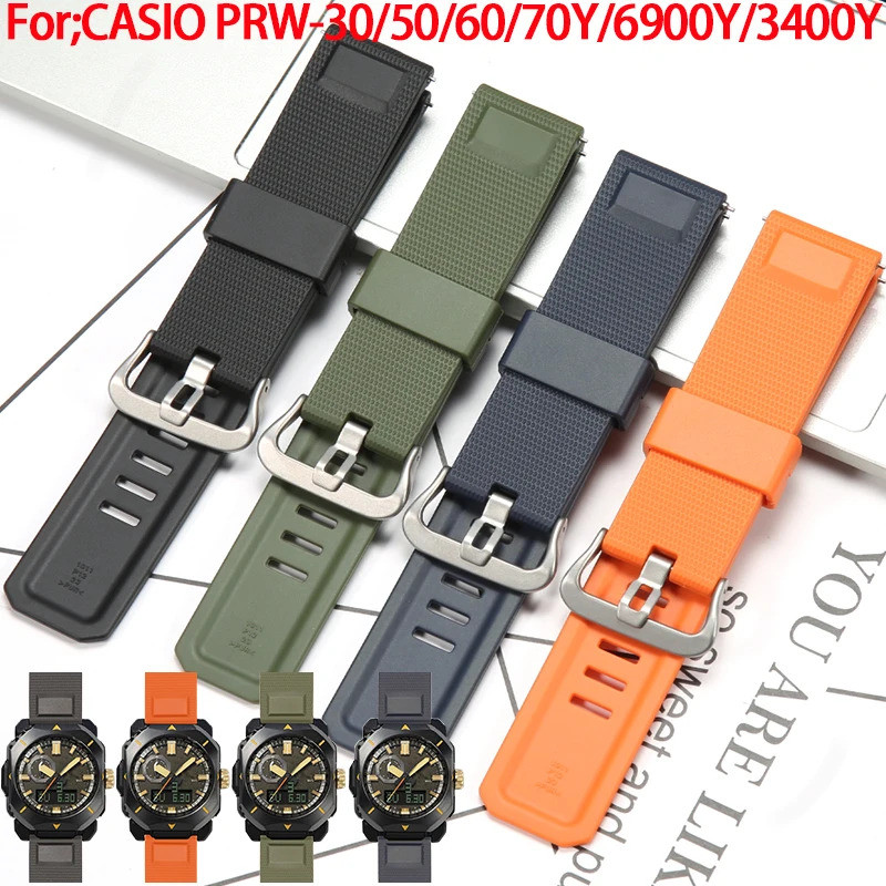 PRW-61 Series PRW-6900Y สําหรับ Casio PROTREK PRW-6800 PRW6900 PRW-3400 Mens TPU กันน้ําเปลี่ยนนาฬิก