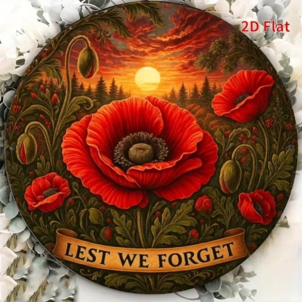 HELLOYOUNG Sunset Silhouette Aluminium Wall Art Poppy Remembrance ANZAC Day Veterans Gift Home Decor
