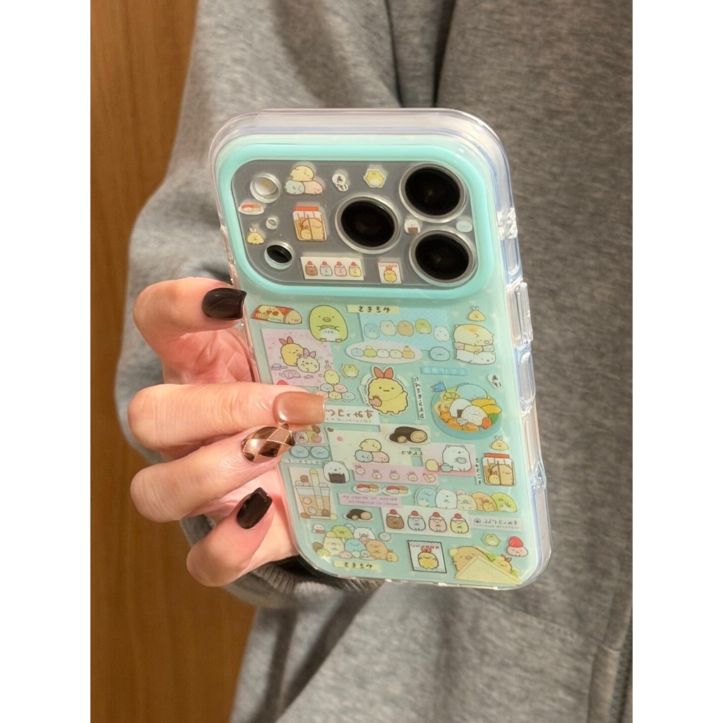 เคสโทรศัพท์น่ารักป้องกันเลนส์การ์ตูนสีเขียวลายจุดไขมันไก่ส รูปที่ 3