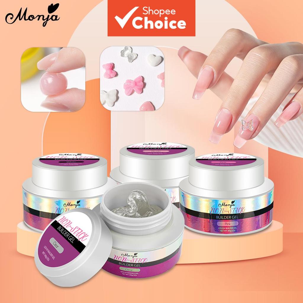 Monja 60g กาวเจลแบบแข็งไม่เหนียว ใช้ต่อเล็บเจล สร้างรูปทรงเจลเล็บปลอม DIY เครื่องมือทําเล็บปลอม