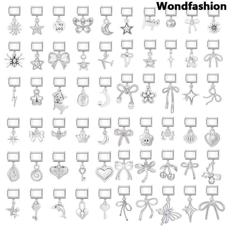 จี้เหล็กอิตาเลียน Charm กับสร้อยข้อมือสแตนเลส ขนาด 9 มม. เหมาะสำหรับทำเครื่องประดับสไตล์เรโทร