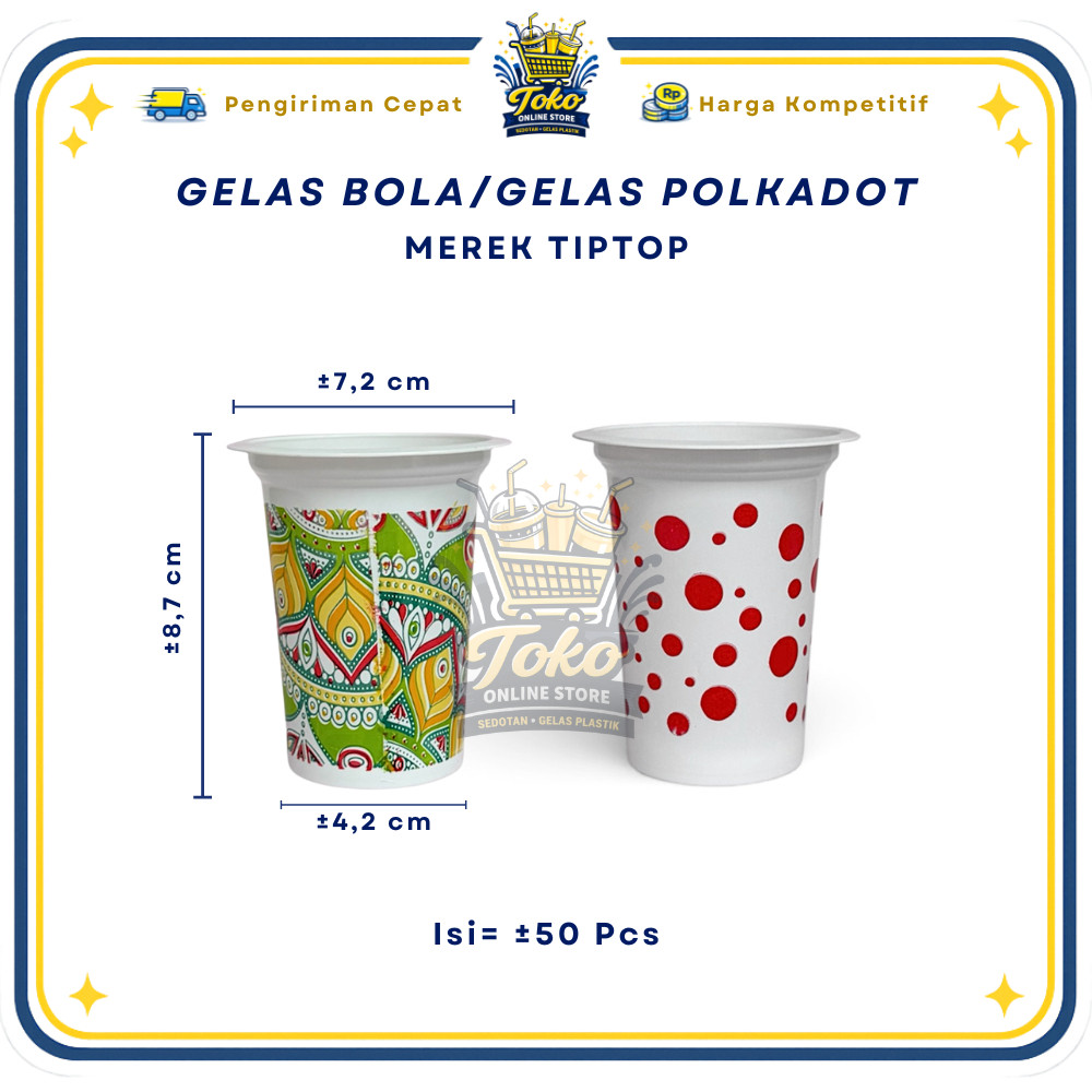 TIP TOP BALL GLASS// POLKADOT GLASS 200ML