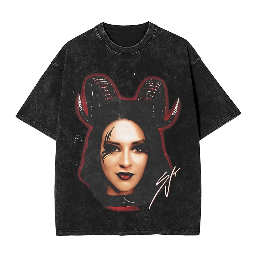 เสื้อยืดกราฟิก Stephanie Vaquer ทำจากผ้าฝ้ายHeavyweight Washed สไตล์วอร์มสำหรับแฟนมวยปล้ำ