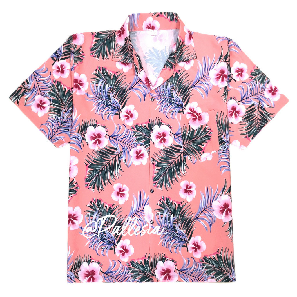 7ไซส์ S-4XL เสื้อสงกรานต์ลายดอก สีส้มโอโรส พาสเทล ไหมอิตาลี สวยหวานละมุน เสื้อเชิ้ตฮาวายลายดอก HW310