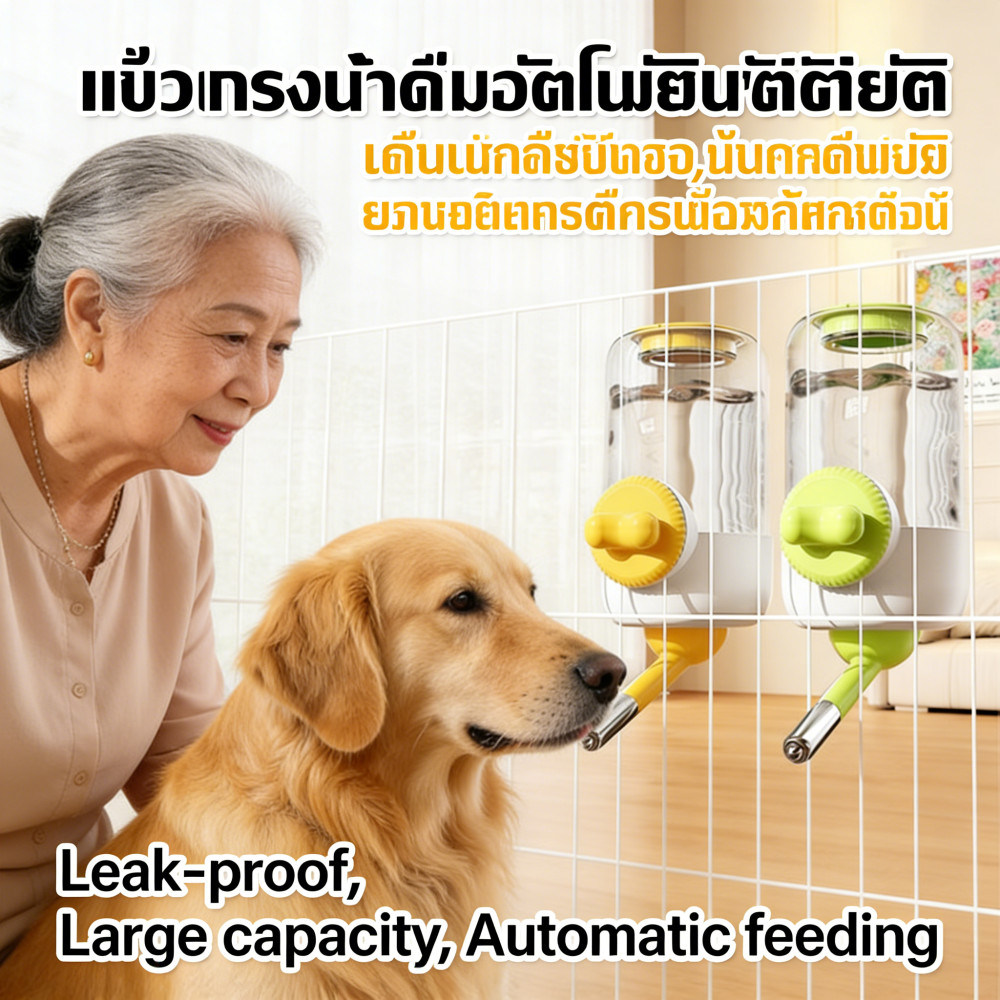 ขวดน้ำดื่มสัตว์เลี้ยง แขวนกรงลวด อัตโนมัติ ไม่รั่วไหลน้ำ ความจุสูง สำหรับสุนัขและแมว