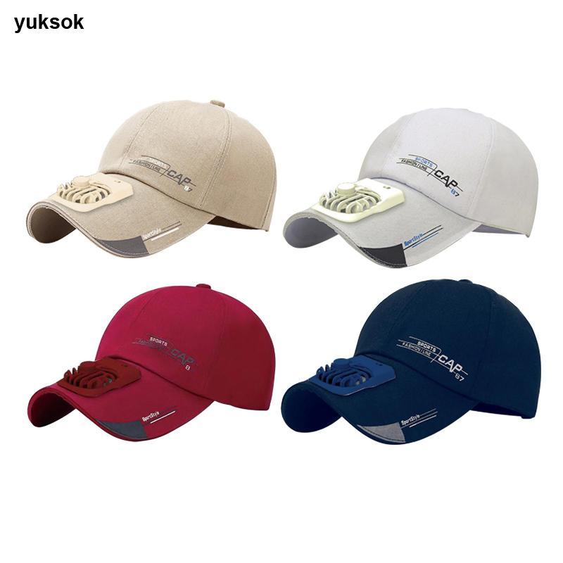 Yuksok หมวกเบสบอล.Peaked พร้อมพัดลมระบายความร้อน USB ชาร์จ สำหรับวันหยุดกลางแจ้ง
