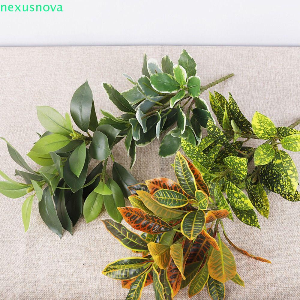 NEXUSNOVA ประดิษฐ์ Ficus Tree, พลาสติกขนาดใหญ่ Tropical Banyan Tree, จําลองพืช 35 ใบเหมือนจริงปลอม F