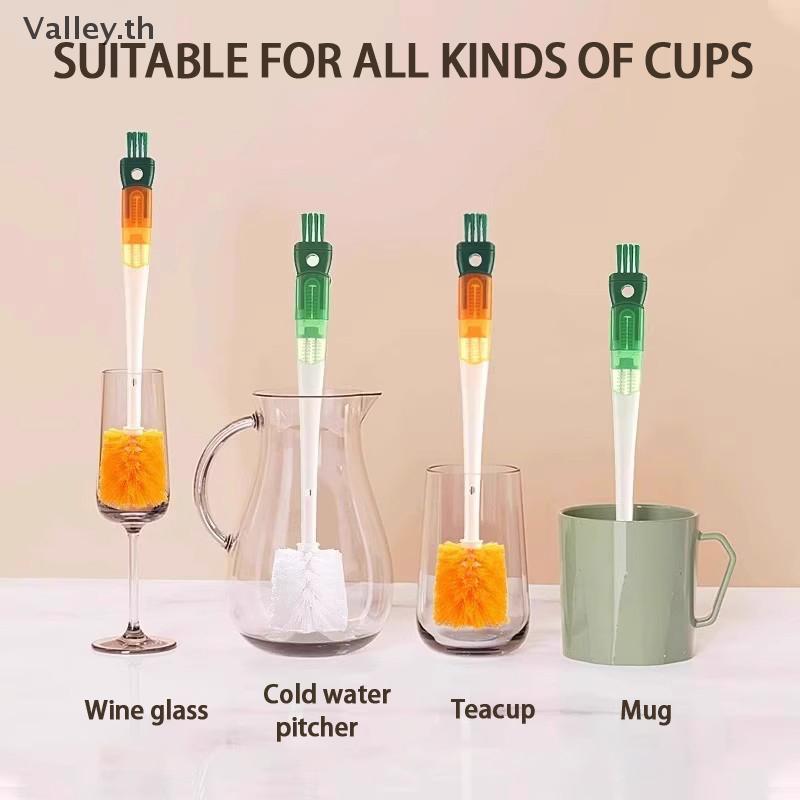 [Valley] 6 In 1 ชุดแปรงทําความสะอาดขวดนมเดินทางแบบพกพาพร้อมแปรงขวดซิลิโคนแปรงฟางแปรงจุกนมขวดอบแห้ง R