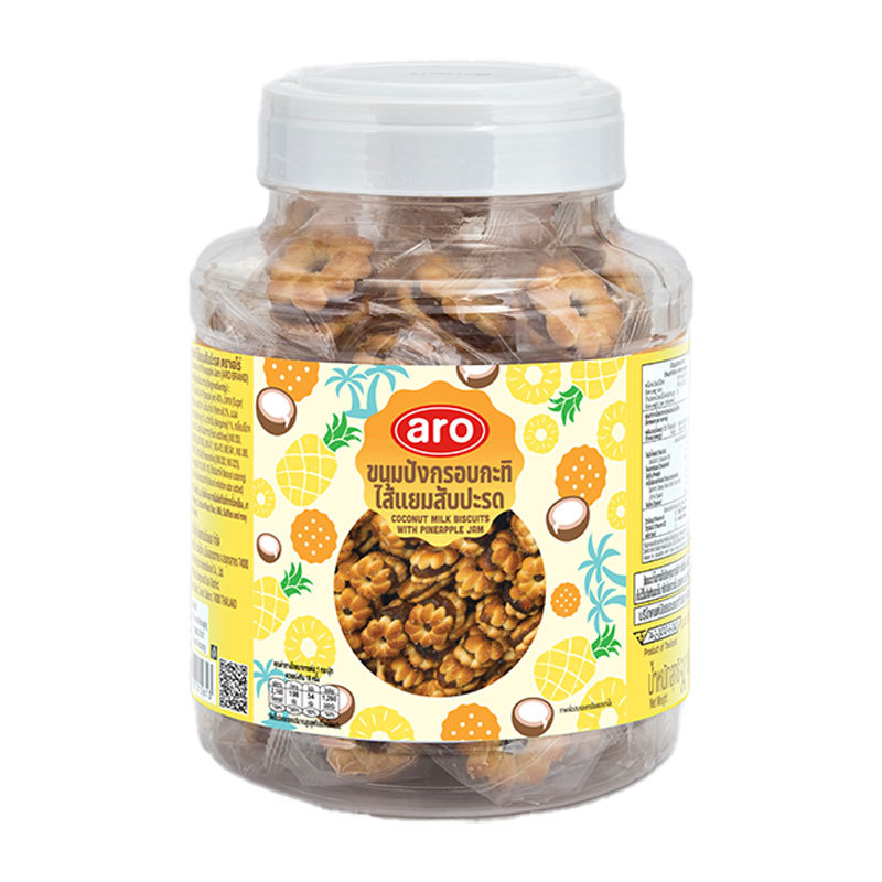 เอโร่ ขนมปังกะทิไส้แยมสับปะรด 540 ก. (ARO Coconut Milk Biscuit With Pineapple Jam 540 g)