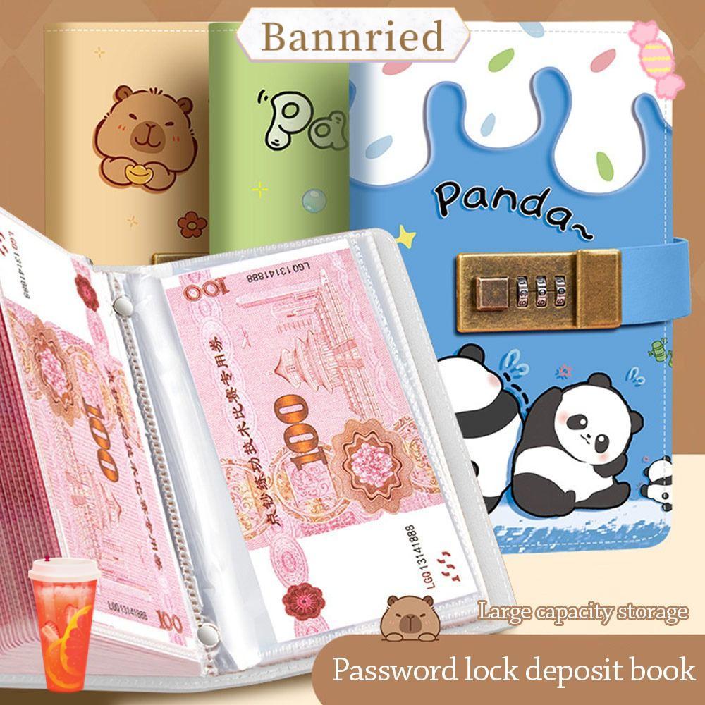 BANNRIEDSG 100 ซองประหยัดเงิน Challenge,ขนาดใหญ่ความจุกันน้ํา Binder Saving Challenge, Capybara/Panda นํากลับมาใช้ใหม่ประหยัดเงินซอง Challenge Binder สําหรับเด็ก