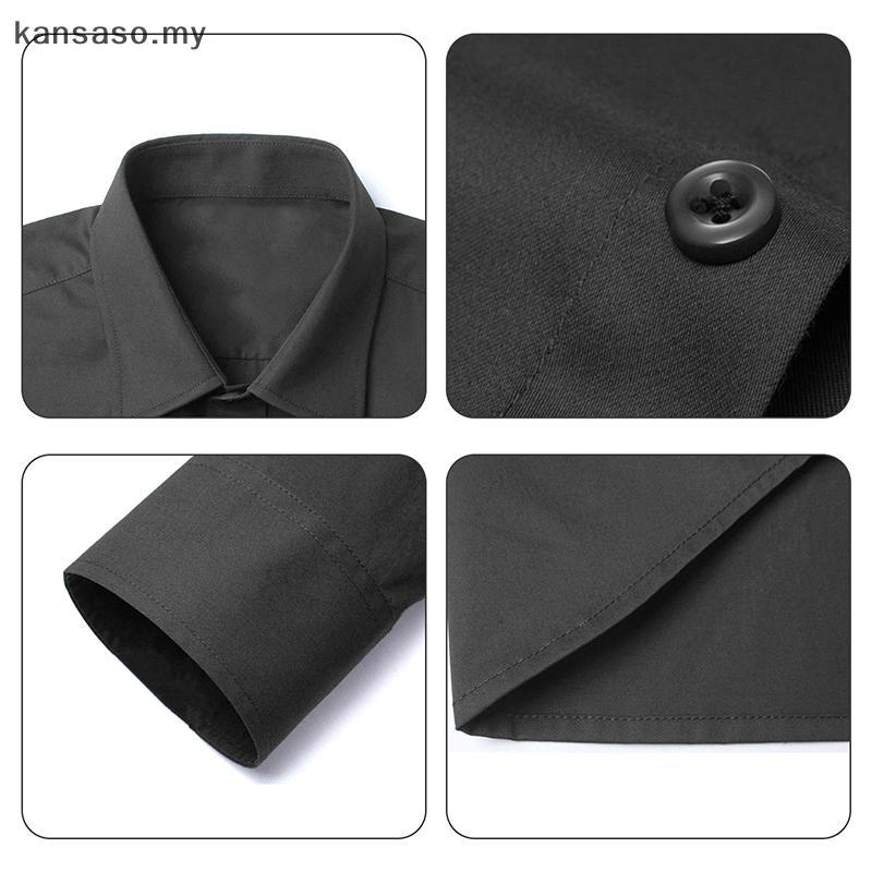 [KSA] เสื้อเชิ้ตแขนสั้นผู้ชายแขนยาวปุ่มสีบริสุทธิ์เสื้อคอปกสูงส่วนพื้นฐาน [MY]