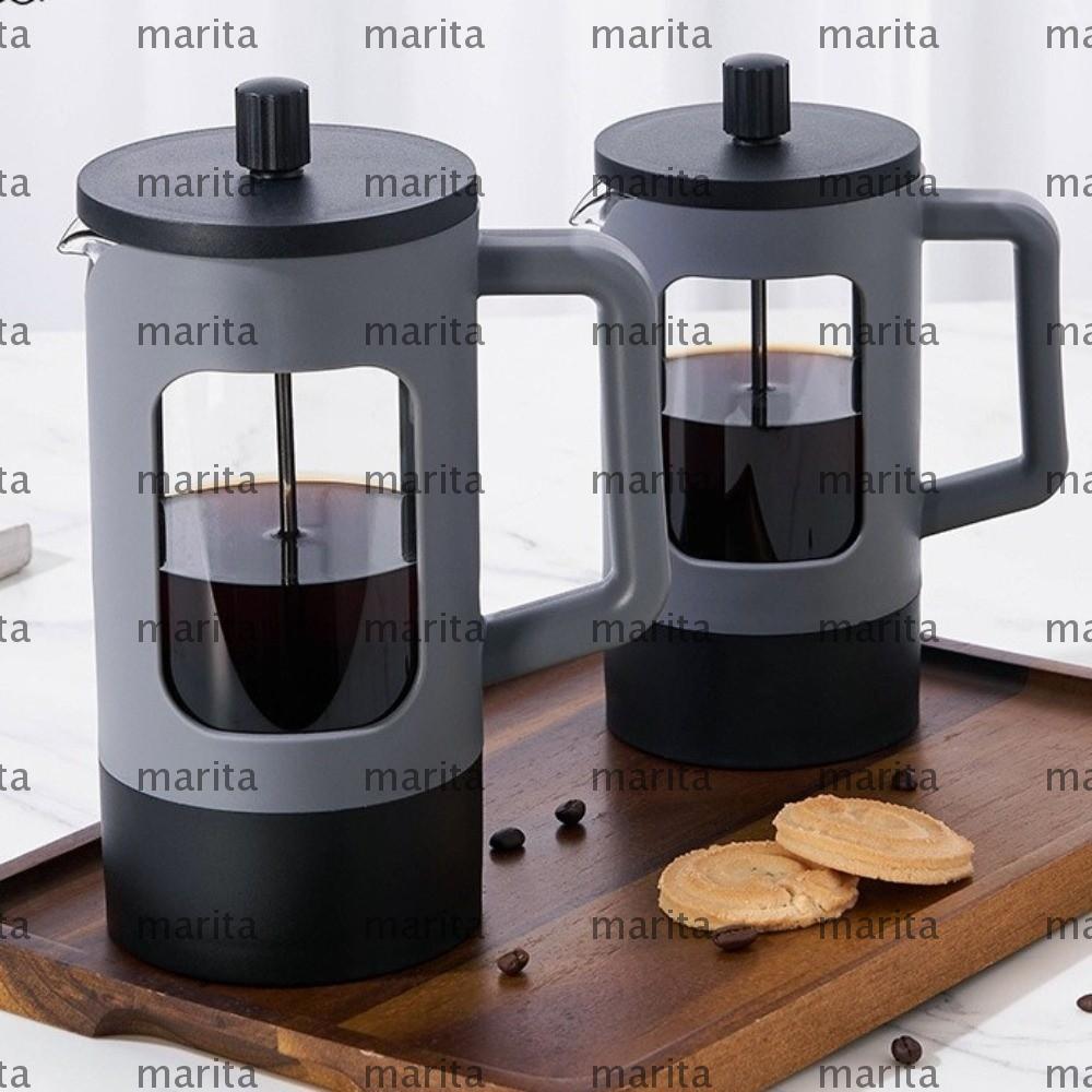MARITA เครื่องชงกาแฟ French Press, แก้ว Borosilicate 600ml Tea Coffee Brewer, แบบพกพามัลติฟังก์ชั่นค