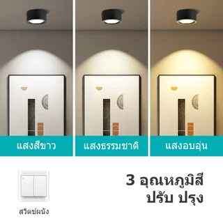 พื้นผิวติดตั้งดาวน์ไลท์ LED 3สี โคมไฟเพดาน 10/20/30W Downlight รอบลงสําหรับห้องนั่งเล่นห้องนอนไฟตู้