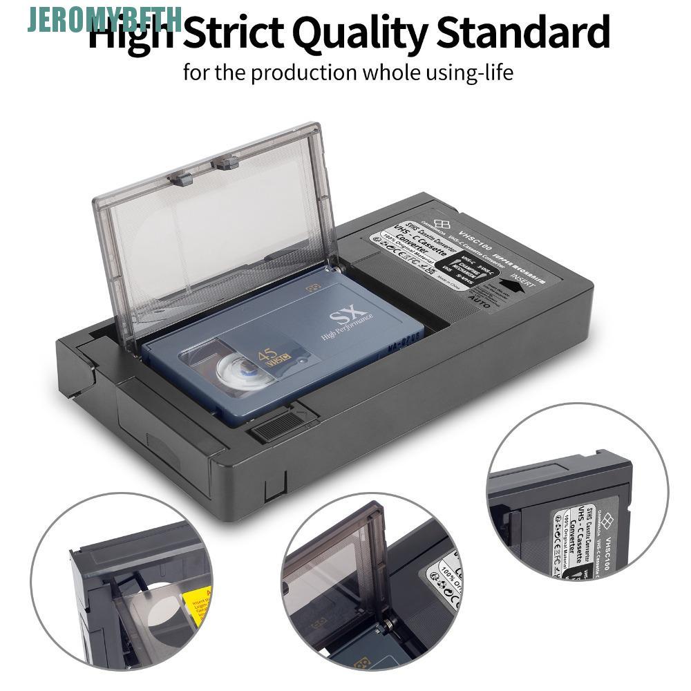 JEROMYBF VHS-C อะแดปเตอร์เทปคาสเซ็ตใช้งานง่าย อะแดปเตอร์เทป VHS-C ไม่รวมแบตเตอรี่เดิม กล่องแปลงสีดํา