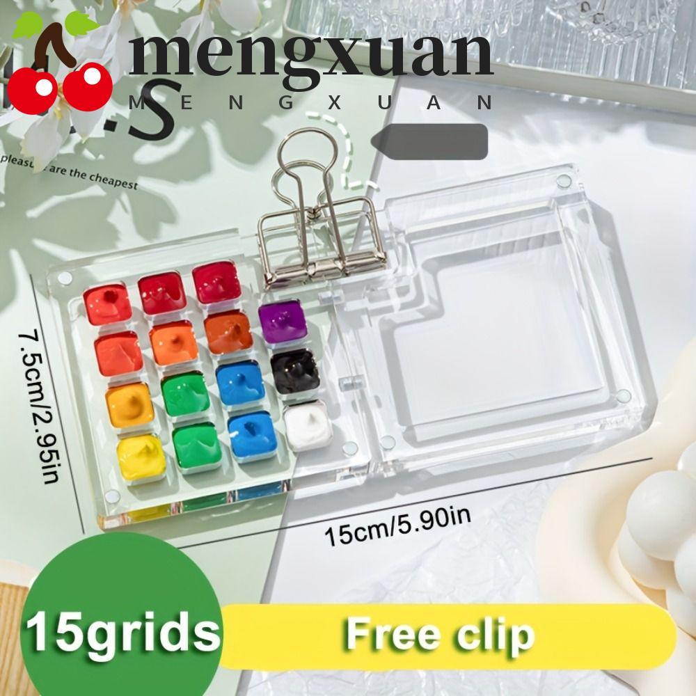 เหมิงซวน จานสีน้ํา/อะคริลิค 8/15 ช่อง กล่องสีพกพา พร้อมคลิป อุปกรณ์ศิลปะ