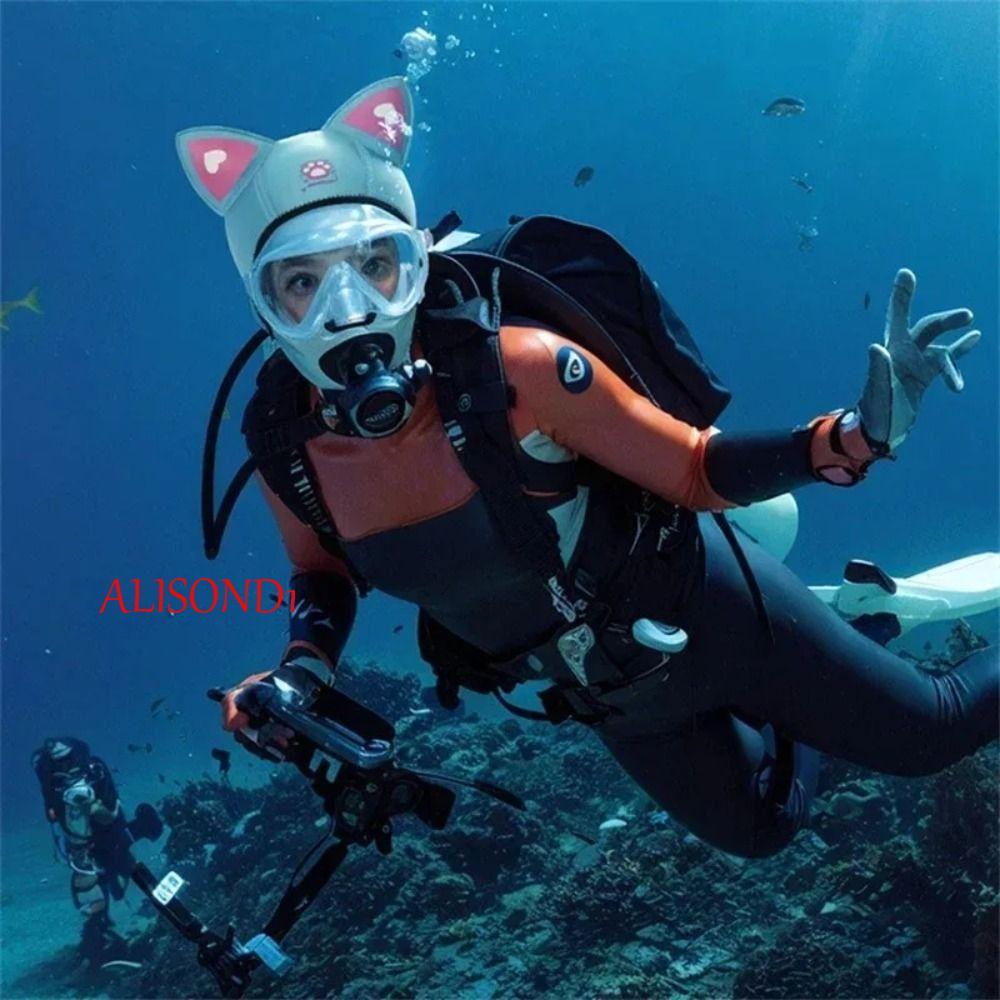 หมวก-diving neoprene สำหรับกลางแจ้ง, หมวก wetsuit hood พร้อม head strap ออกแบบหูแมว เพื่อวิสัยทัศน์ที่ชัดเจนและน่ารัก สินค้าสำหรับ water sports