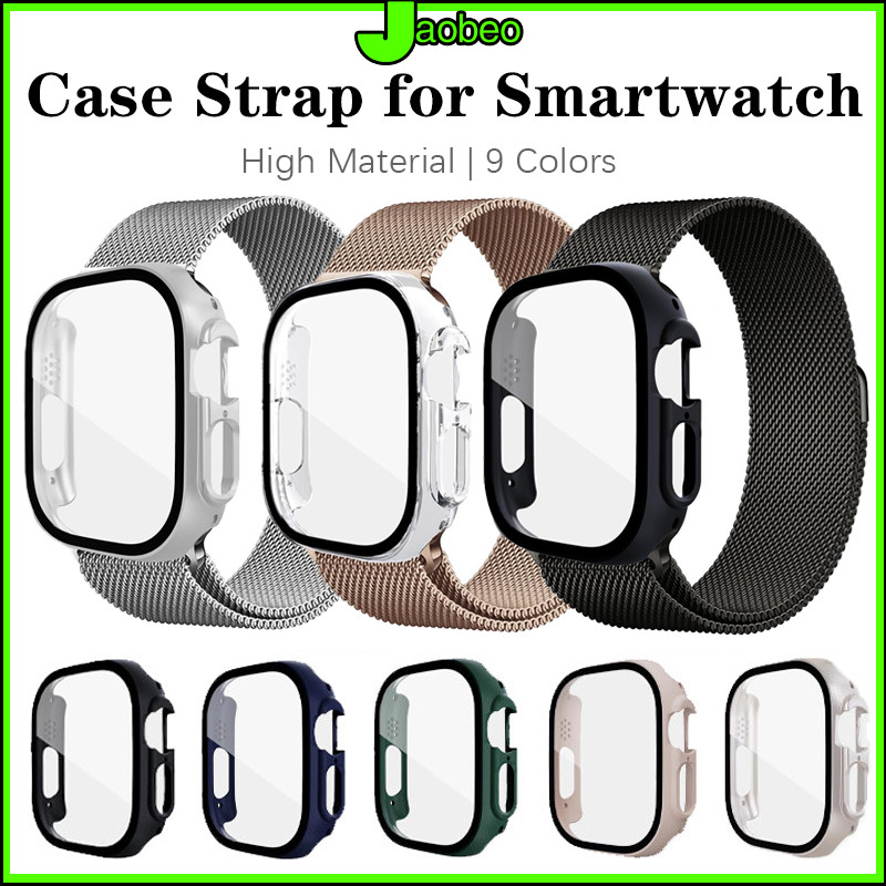 สายลูป Milanese + กรณีป้องกันแข็ง for IWatch Smart Watch Ultra 3 2 SE 3 2 Series 11 10 9 8 7 6 5 4 49mm 46 45mm 41mm 42