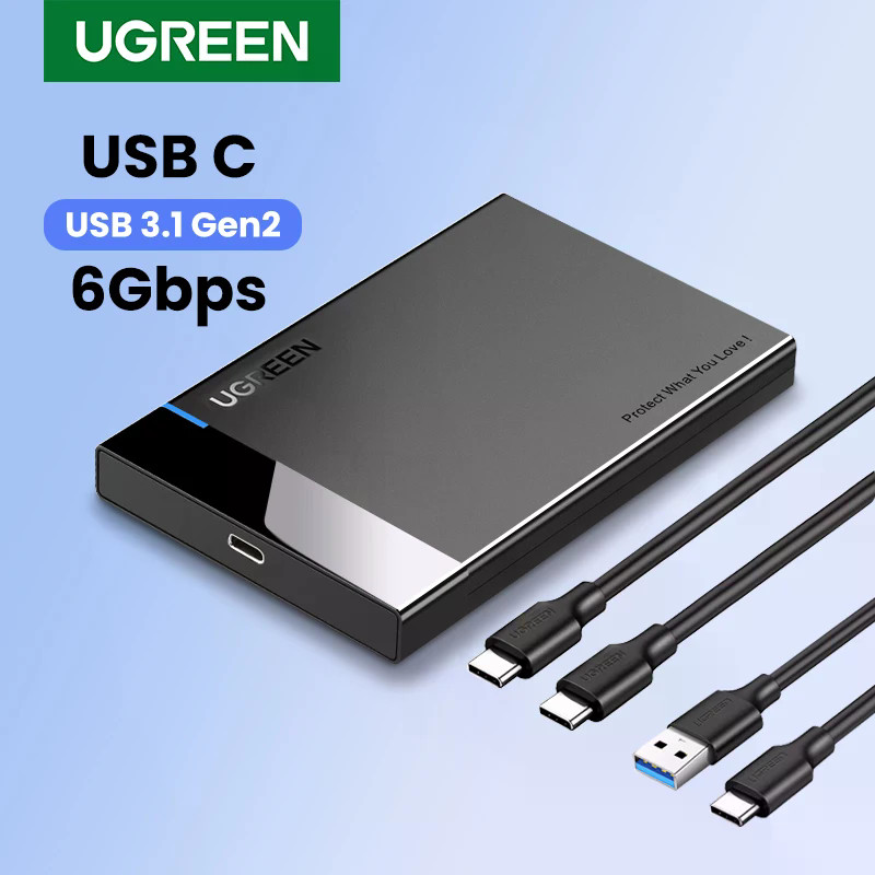 UGREEN HDD Case 2.5 SATA เป็น USB 3.0 อะแดปเตอร์ฮาร์ดไดรฟ์สําหรับ SSD Disk HDD กล่องประเภท C 3.1 กรณี HD ภายนอก HDD Enclosure