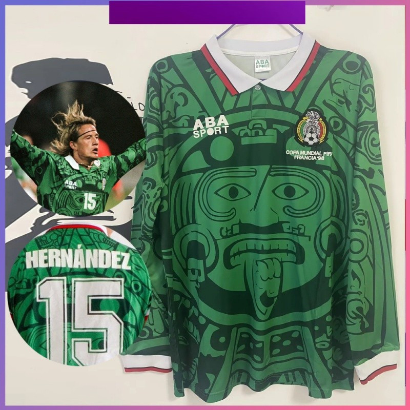 1998 Retro Jersey Mexico Home เสื้อฟุตบอลแขนยาว