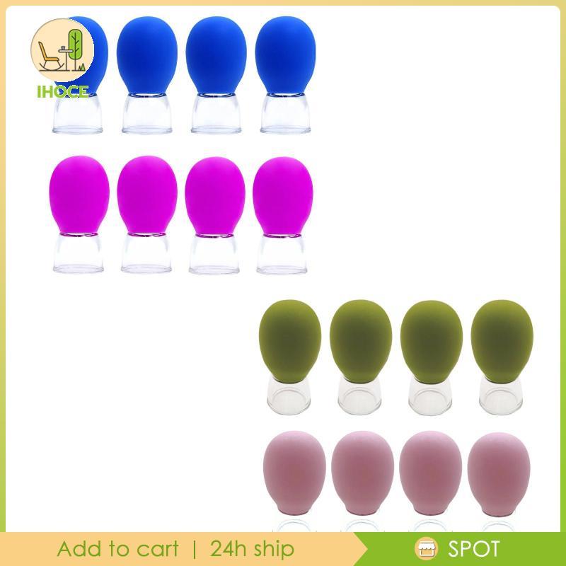 [Ihoce] 4 ชิ้น Facial Cupping ซิลิโคนถ้วยสูญญากาศใช้งานง่ายส่วนบุคคล Facial Cupping ชุดแว่นตาสําหรับ