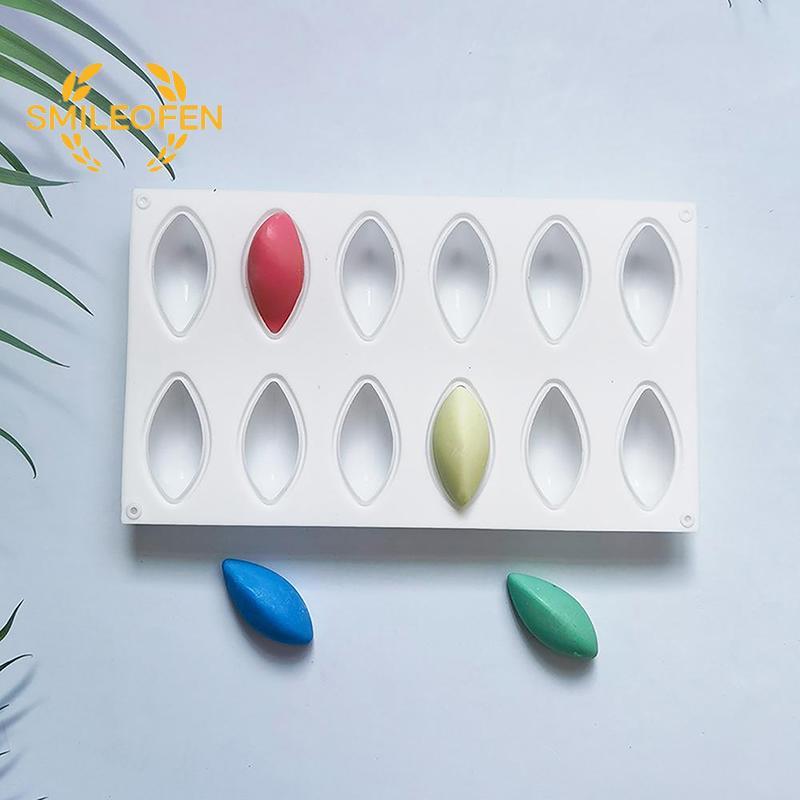 [Smileofen] 1 PC 12 Cavity Mango แม่พิมพ์เค้กซิลิโคนสําหรับ DIY ช็อกโกแลตมูสเยลลี่พุดดิ้ง Pastry ขนมขนมปัง Bakeware ตกแต่งเครื่องมือใหม่