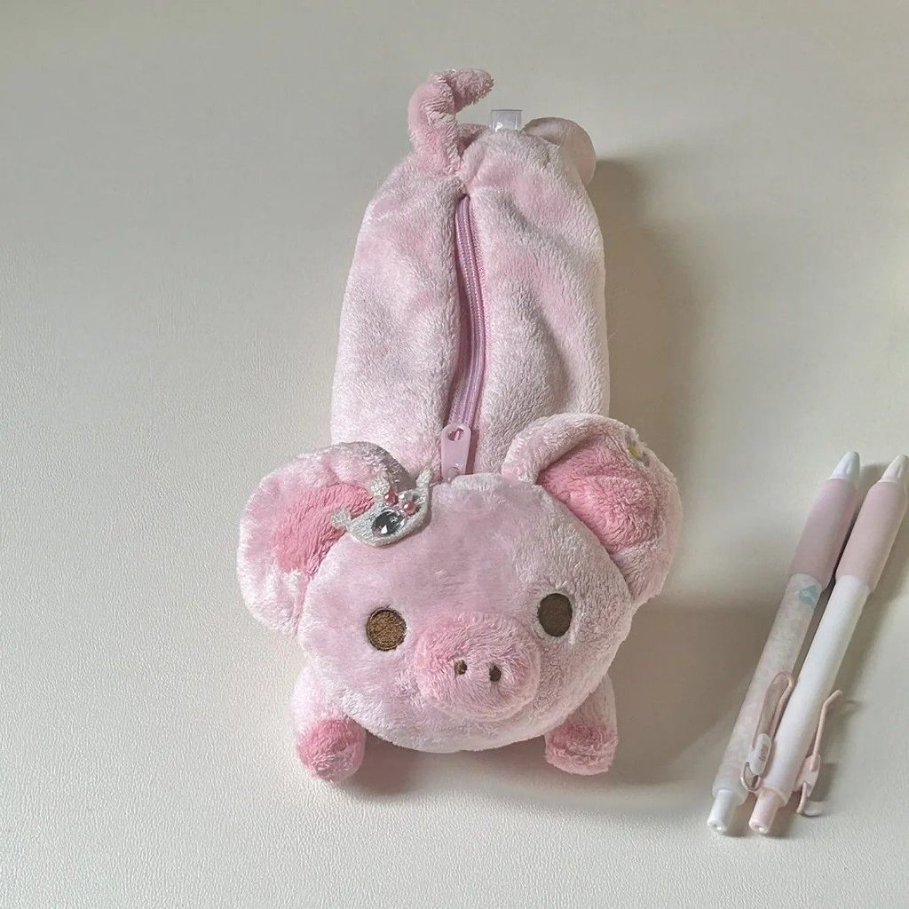 ญี่ปุ่นน่ารัก san-x Rilakkuma Piggy Girl Piggy Girl Doll Pencil Case Storage กระเป๋าเครื่องเขียน