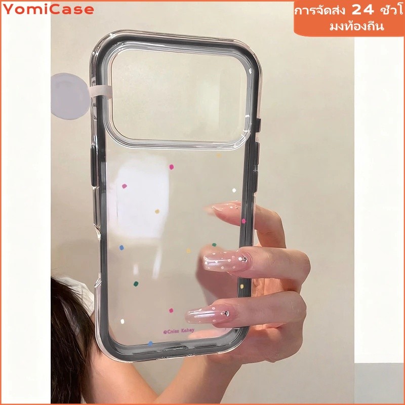 เคสไอโฟน 11 17 สำหรับ iPhone 17 16 11 13 15 14 12 Pro Max 17AIR 16 15 14 Plus ปก 2 in 1 ลายจุดสีสันสดใสเรียบง่าย