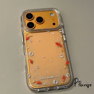 เคสไอโฟน17 13 15 เคสผงวาว ลายปลาทองสีฟ้าน่ารัก สำหรับ IPhone 17 16 11 13 14 12 15 Pro Max Air 7 8 15 16 Plus XR X