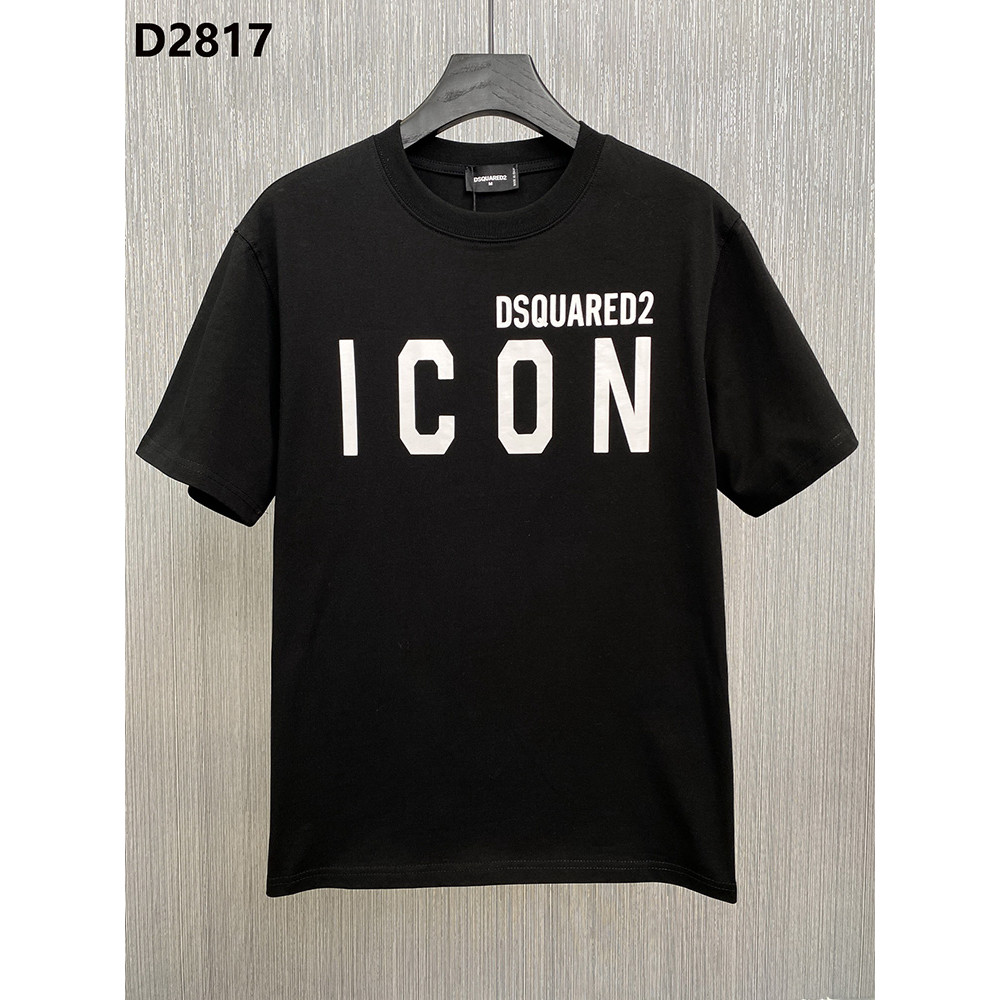 แฟชั่นTrendy loose version short sleeve T-shirt men's dsquared2 minimalist ICON print fashion trend 