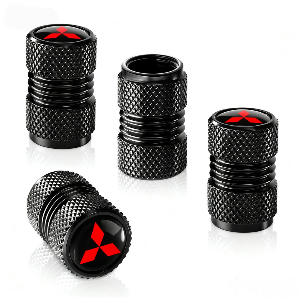 4Pack Universal รถยางวาล์ว Stem Caps Air Cover Fit Mitsubishi Xpander Montero Pajero อุปกรณ์เสริม (สีดํา)