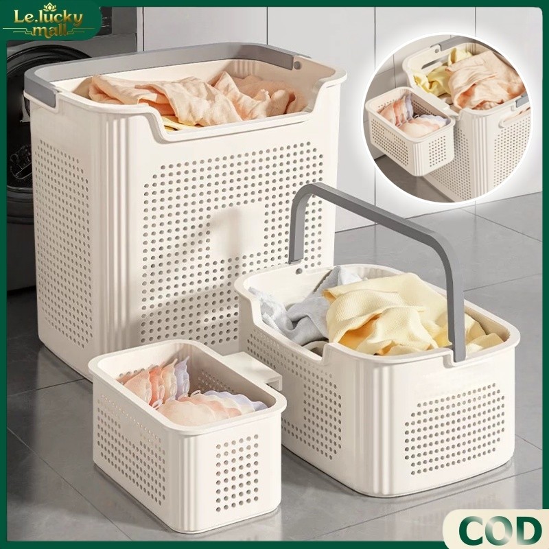 ตะกร้าพลาสติกทรงสี่เหลี่ยมอเนกประสงค์ ตะกร้าใส่ผ้า ตะกร้าเก็บเสื้อผ้าสกปรกในห้องน้ํา ตะกร้าใส่ของเล่น ความจุขนาดใหญ่