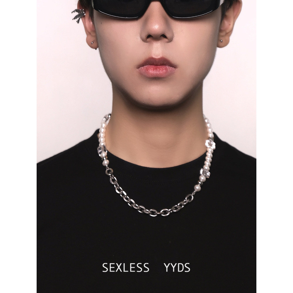 สร้อยคอมุก สร้อยคอมุกคริสตัลเหลี่ยม yyds2025