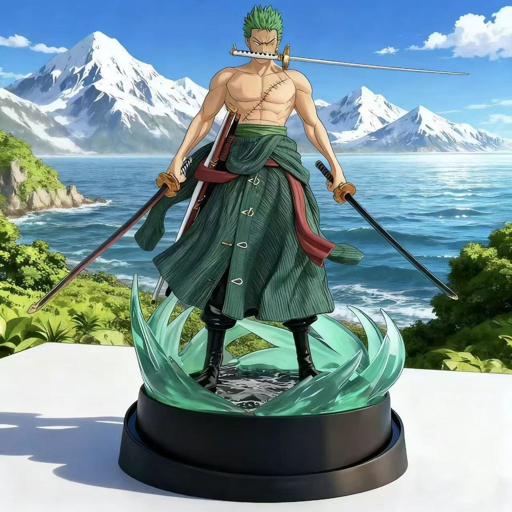 One Piece Three Swords Flow [ประติมากรรมสองหัว] Ronoa Soul Club Zoro รูปรูปปั้นประกอบรูปขนาดเล็ก 3.2