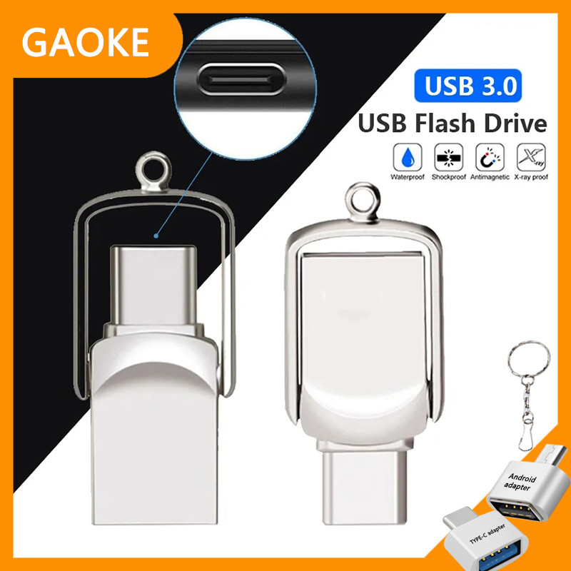แฟลชไดรฟ์ Type-C สองในหนึ่งเดียว, ดิสก์ U อินเทอร์เฟซคู่ความเร็วสูง USB3.0, 32GB/128GB/256GB/512GB/1TB/2TB, โลโก้ที่กําหนดเอง, พร้อมอะแดปเตอร์ OTG, เหมาะสําหรับ iPhone, PC, iPad, Android