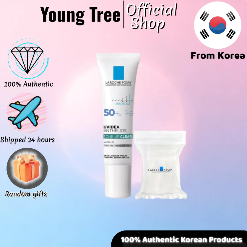 [La Roche Posay] Uvideo Tone Up Clear Sunscreen SPF50+PA+++++30 ชิ้น Makeup Cotton Set 30ml
