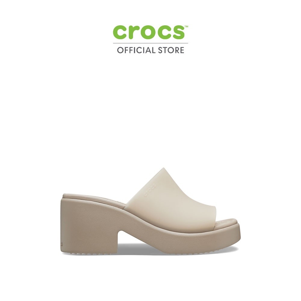 CROCS รองเท้าแตะผู้หญิง BROOKLYN FROSTED SLIDE HEEL รุ่น 210981-214 - TAUPE