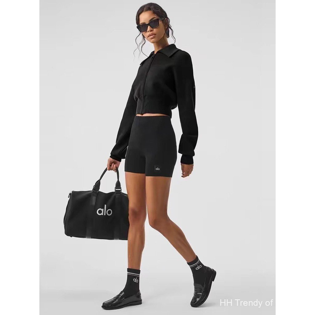 alo yoga 新款开衫拉链领开衫女冬季修身运动长袖健身上衣