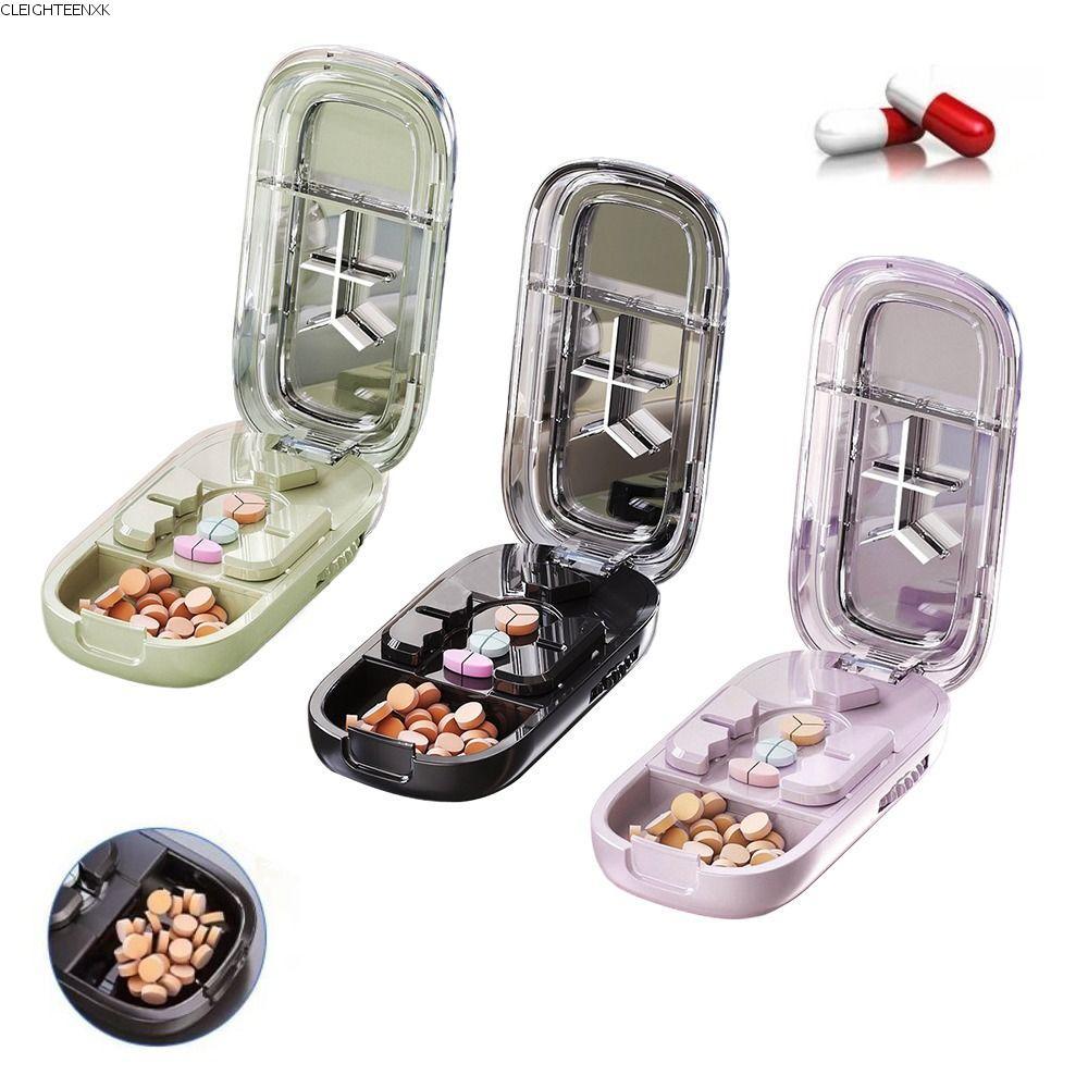 CLEIGHTEENCY Quartering Pill Cutter, Divider Organizer เม็ดยากล่องเก็บ,กันฝุ่น Crusher Pill Cutter ส