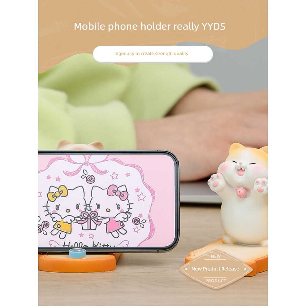 ผู้ถือโทรศัพท์น่ารัก litem desktop holder อาหารแมวที่วางโทรศัพท์น่ารักตกแต่งสํานักงานขี้เกียจที่วางโ