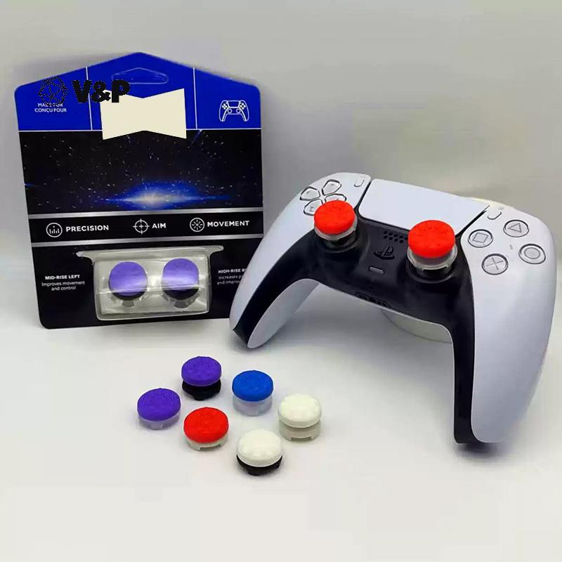 V & P 2 ชิ้น Hand Grip Extenders Caps ตัวควบคุมเกม Gamepad Thumb Sti Grips สําหรับ PS4 PS5 เกมคอนโซล