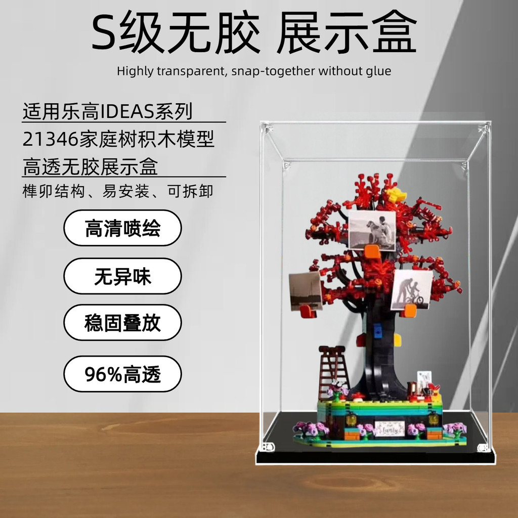 [กล่องแสดงโมเดล] เหมาะสําหรับเลโก้ ความคิด ชุด 21346 กล่องแสดงอะคริลิคต้นไม้ครอบครัวกล่องใสฝาครอบกัน